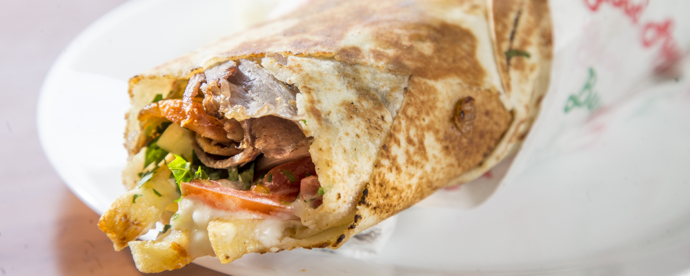 Shawarma do restaurante árabe Al Beek em Curitiba